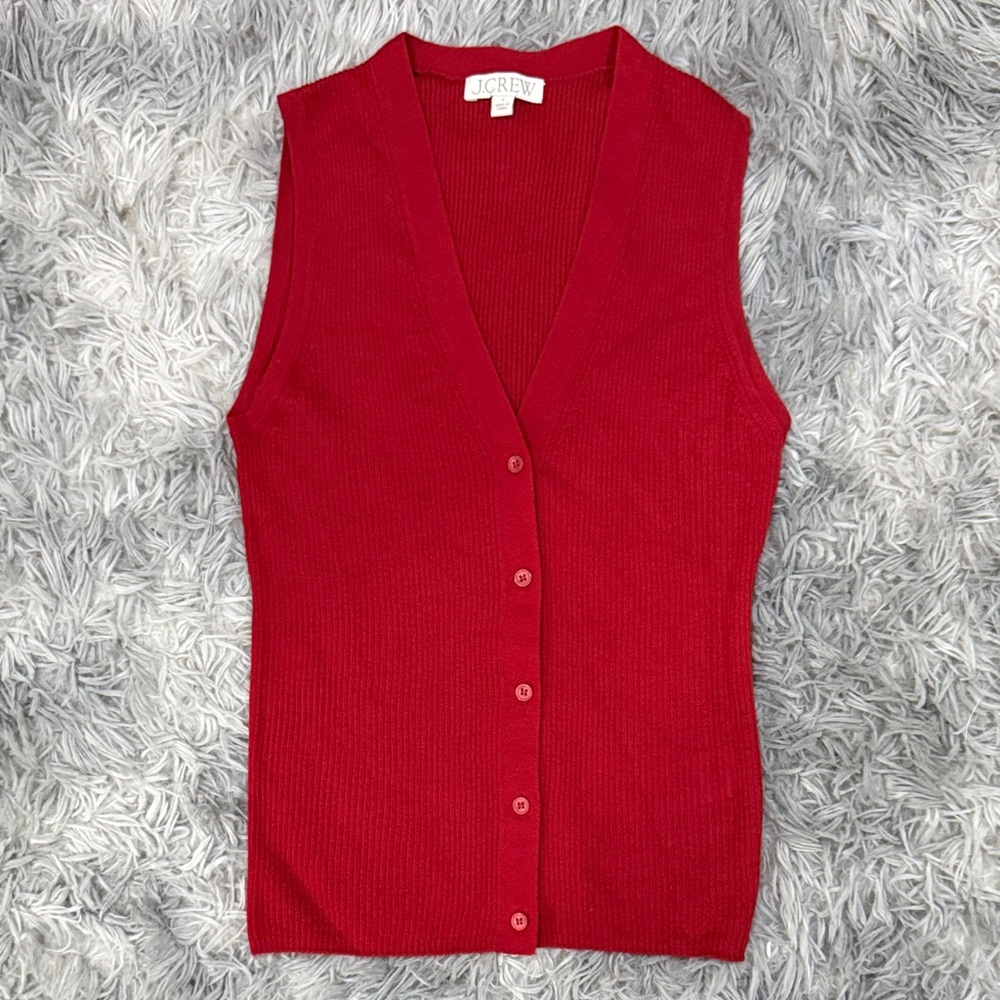 FLASH SALE- TODAY ONLY!
J. Crew Cashmere Blend Red Ribbed V-Neck Button Vest